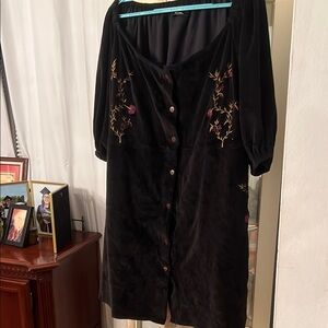 Dark Cottage Embroidered Black Mini Dress